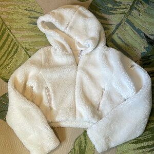 🤍ALO cropped sherpa zip up hoodie🤍